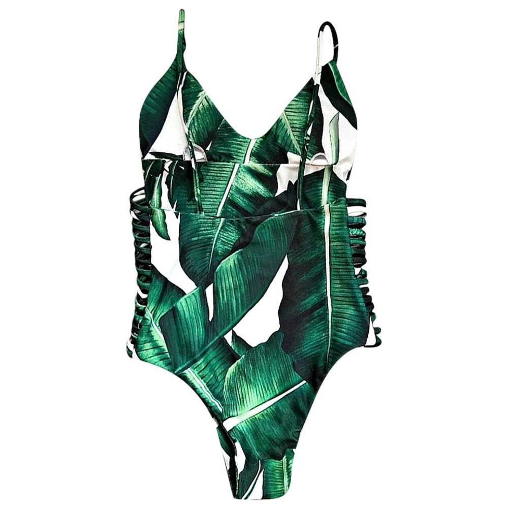 Leaf print one piece swimsuit - Picture 4 of 8